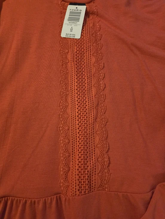 NWT Torrid 6 Orange Dress Bell Sleeves - Picture 3 of 4
